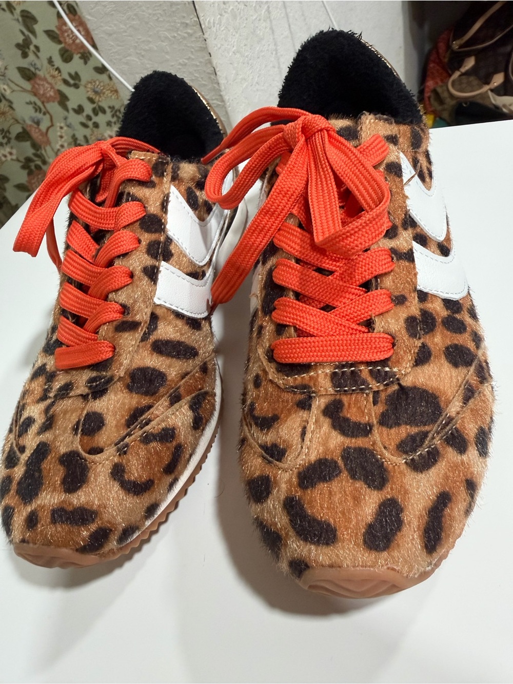 DV by Dolce Vita Leopard Print Sneakers with Orange Laces